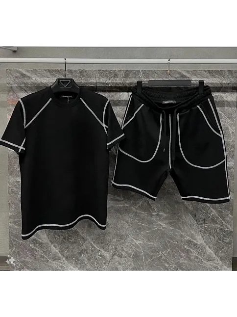Unisex Karoyaka Dikişli Şortlu Takım - Siyah