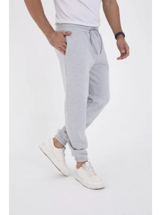 Unisex Kışlık Üç İplik Lastikli Eşofman Pantolon - Gri Unisex Kışlık Üç İplik Lastikli Eşofman Pantolon - Gri