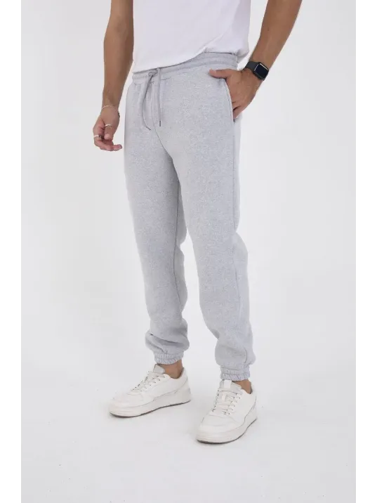 Unisex Kışlık Üç İplik Lastikli Eşofman Pantolon - Gri Unisex Kışlık Üç İplik Lastikli Eşofman Pantolon - Gri