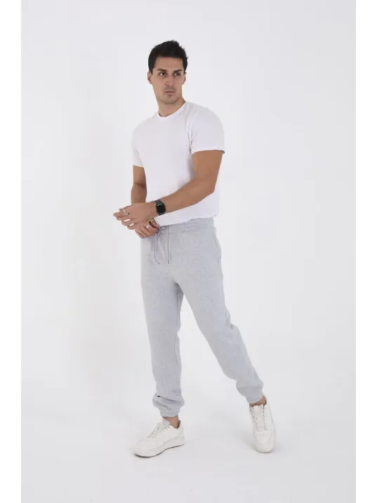 Unisex Kışlık Üç İplik Lastikli Eşofman Pantolon - Gri Unisex Kışlık Üç İplik Lastikli Eşofman Pantolon - Gri