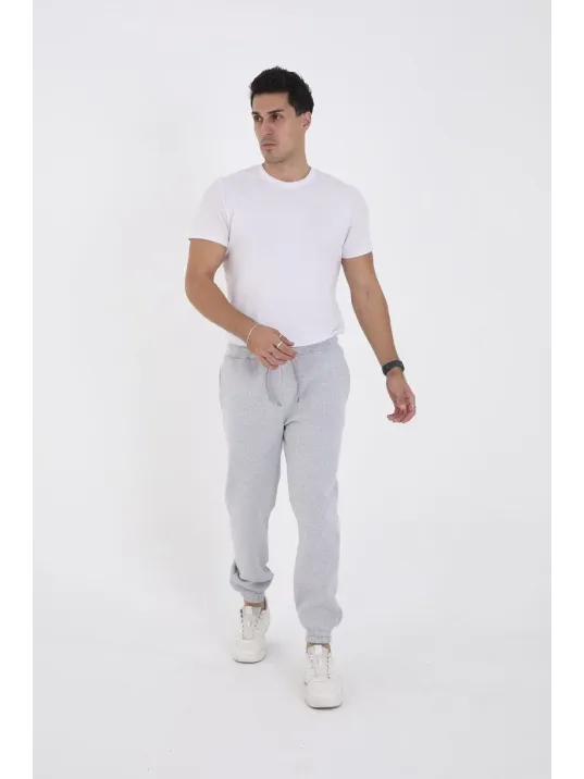 Unisex Kışlık Üç İplik Lastikli Eşofman Pantolon - Gri Unisex Kışlık Üç İplik Lastikli Eşofman Pantolon - Gri