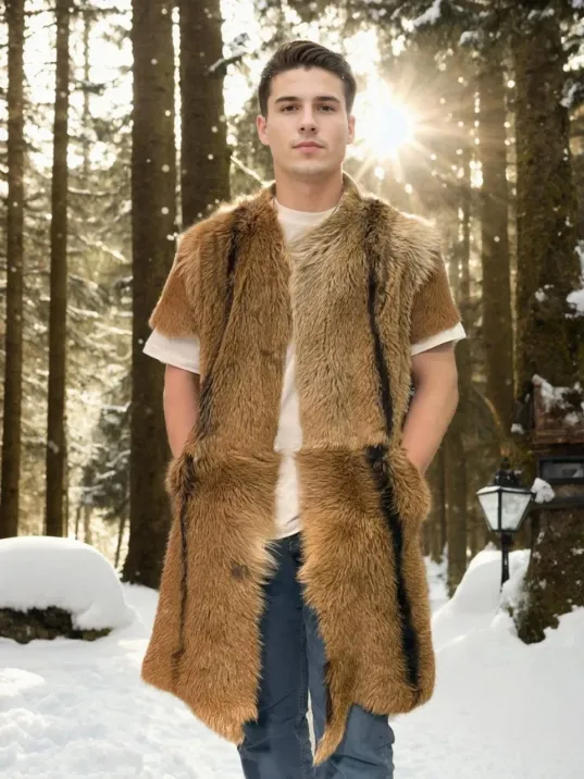 Unisex Kolsuz Uzun Yelek - Kahve Unisex Kolsuz Uzun Yelek - Kahve