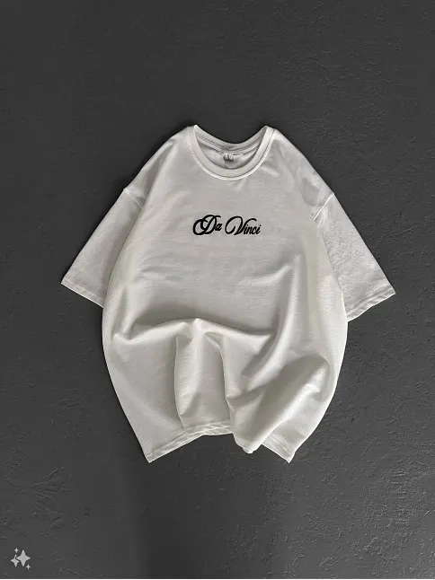 Unisex Baskılı Oversize T-shirt - Beyaz
