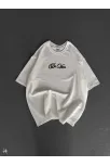 Unisex Baskılı Oversize T-shirt - Beyaz