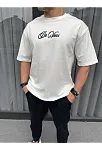 Unisex Baskılı Oversize T-shirt - Beyaz