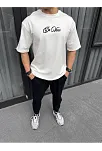 Unisex Baskılı Oversize T-shirt - Beyaz
