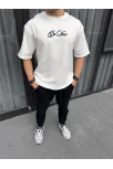 Unisex Baskılı Oversize T-shirt - Beyaz