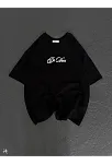 Unisex Baskılı Oversize T-shirt - Siyah