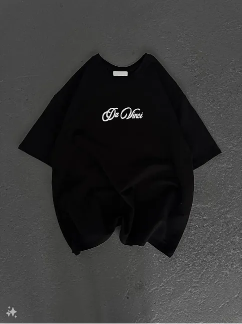 Unisex Baskılı Oversize T-shirt - Siyah