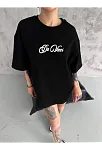 Unisex Baskılı Oversize T-shirt - Siyah