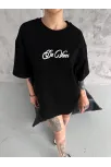 Unisex Baskılı Oversize T-shirt - Siyah