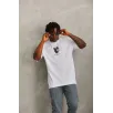 Unisex Oversize Baskılı Bisiklet Yaka T-Shirt - Beyaz Unisex Oversize Baskılı Bisiklet Yaka T-Shirt - Beyaz