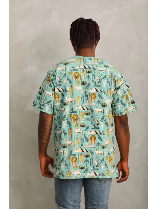 Unisex Oversize Baskılı Bisiklet Yaka T-Shirt - Mint Yeşili Unisex Oversize Baskılı Bisiklet Yaka T-Shirt - Mint Yeşili