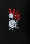 Unisex Oversize Baskılı Bisiklet Yaka T-shirt - Siyah