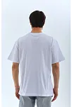Unisex Oversize Düz Bisiklet Yaka T-shirt - Beyaz
