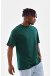 Erkek  Düz Bisiklet Yaka T-shirt - Koyu Yeşili