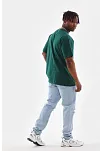 Erkek  Düz Bisiklet Yaka T-shirt - Koyu Yeşili