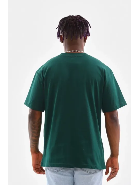 Erkek  Düz Bisiklet Yaka T-shirt - Koyu Yeşili