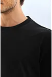 Unisex Oversize Düz Bisiklet Yaka T-shirt - Siyah