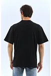 Unisex Oversize Düz Bisiklet Yaka T-shirt - Siyah