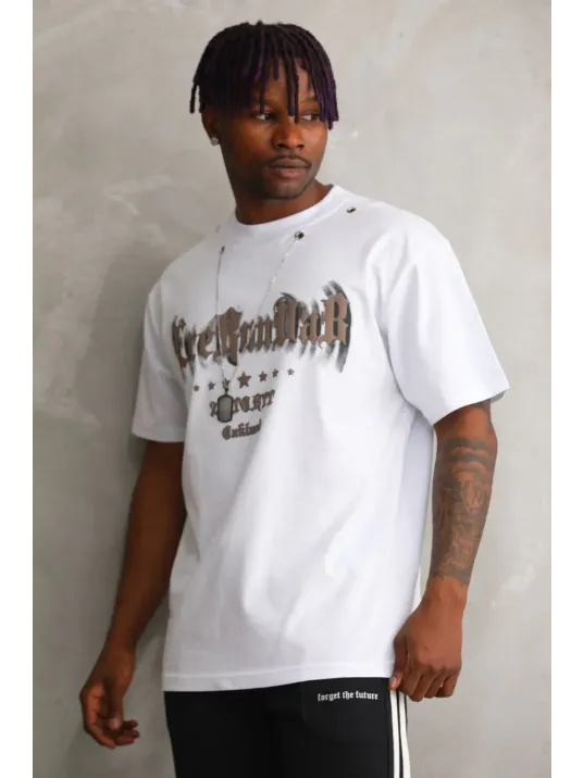 Unisex Oversize Kolye Dahil T-Shirt - Beyaz Unisex Oversize Kolye Dahil T-Shirt - Beyaz