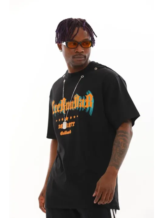 Unisex Oversize Kolye Dahil T-Shirt - Siyah Unisex Oversize Kolye Dahil T-Shirt - Siyah