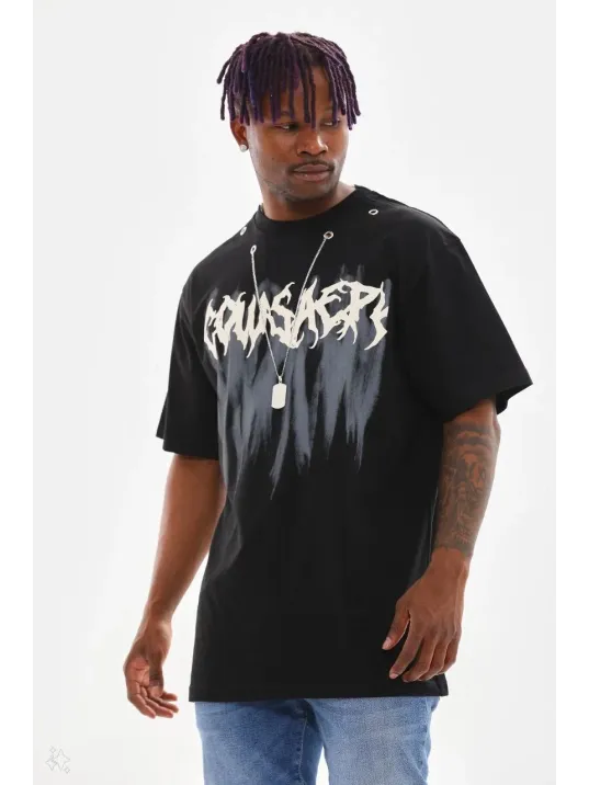 Unisex Oversize Kolye Dahil T-Shirt - Siyah Unisex Oversize Kolye Dahil T-Shirt - Siyah