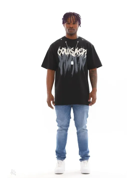 Unisex Oversize Kolye Dahil T-Shirt - Siyah Unisex Oversize Kolye Dahil T-Shirt - Siyah