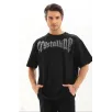 Unisex Oversize Taşlı T-Shirt - Siyah Unisex Oversize Taşlı T-Shirt - Siyah
