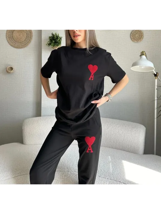 Unisex Paçası Lastikli Eşofman Altlı Takım - Siyah Unisex Paçası Lastikli Eşofman Altlı Takım - Siyah