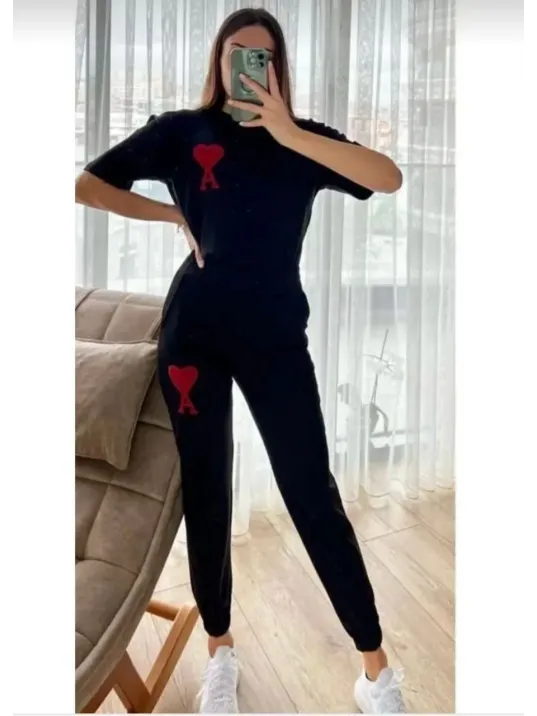 Unisex Paçası Lastikli Eşofman Altlı Takım - Siyah Unisex Paçası Lastikli Eşofman Altlı Takım - Siyah