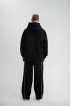 Uzun Kol Kapşonlu Ara Biyeli Baggy Eşofman Takım - Siyah