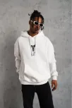 Unisex Sırt Baskılı Kapüşonlu Üç İplik Oversize Sweatshirt - Beyaz Unisex Sırt Baskılı Kapüşonlu Üç İplik Oversize Sweatshirt - Beyaz