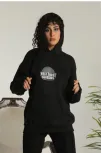 Unisex Sırt Baskılı Kapüşonlu Üç İplik Oversize Sweatshirt - Siyah Unisex Sırt Baskılı Kapüşonlu Üç İplik Oversize Sweatshirt - Siyah