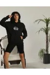 Unisex Sırt Baskılı Kapüşonlu Üç İplik Oversize Sweatshirt - Siyah Unisex Sırt Baskılı Kapüşonlu Üç İplik Oversize Sweatshirt - Siyah