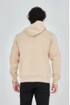 Unisex Tam Fermuarlı Kapşonlu  Sweatshirt - Bej