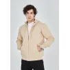 Unisex Tam Fermuarlı Kapşonlu  SweatShirt - Bej