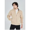 Unisex Tam Fermuarlı Kapşonlu  SweatShirt - Bej