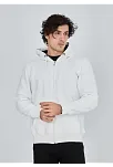 Unisex Tam Fermuarlı Kapşonlu  Sweatshirt - Beyaz