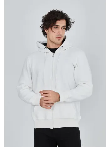 Unisex Tam Fermuarlı Kapşonlu  SweatShirt - Beyaz Unisex Tam Fermuarlı Kapşonlu  SweatShirt - Beyaz