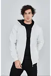 Unisex Tam Fermuarlı Kapşonlu  Sweatshirt - Beyaz