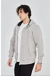 Unisex Tam Fermuarlı Kapşonlu  Sweatshirt - Boyalı Gri