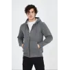 Unisex Tam Fermuarlı Kapşonlu  SweatShirt - Füme