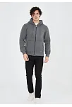 Unisex Tam Fermuarlı Kapşonlu  Sweatshirt - Füme