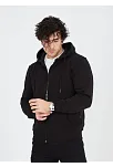 Unisex Tam Fermuarlı Kapşonlu  Sweatshirt - Siyah