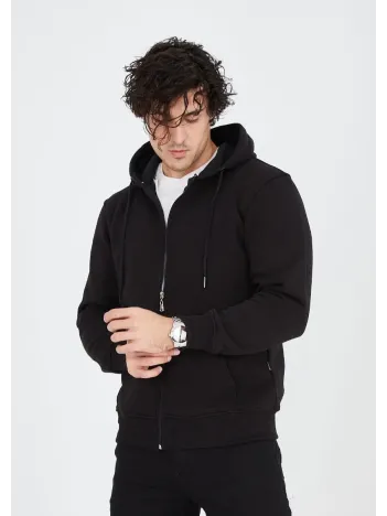 Unisex Tam Fermuarlı Kapşonlu  SweatShirt - Siyah Unisex Tam Fermuarlı Kapşonlu  SweatShirt - Siyah