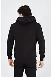 Unisex Tam Fermuarlı Kapşonlu  Sweatshirt - Siyah