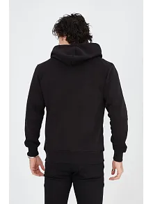 Unisex Tam Fermuarlı Kapşonlu  Sweatshirt - Siyah