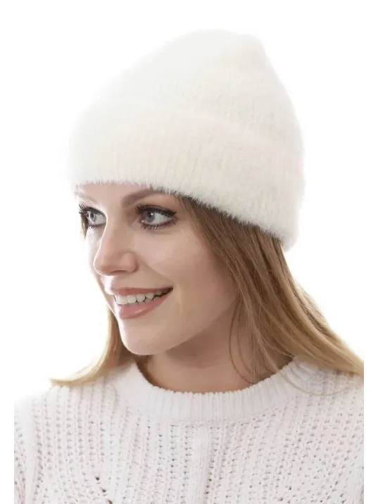 Unisex Tam Kalıp İnce Sakallı Triko Bere - Beyaz