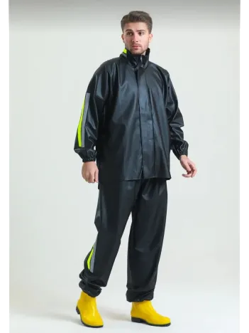 Motorcu Kurye Su Geçirmez Yağmurluk Takım - Siyah Motorcu Kurye Su Geçirmez Yağmurluk Takım - Siyah